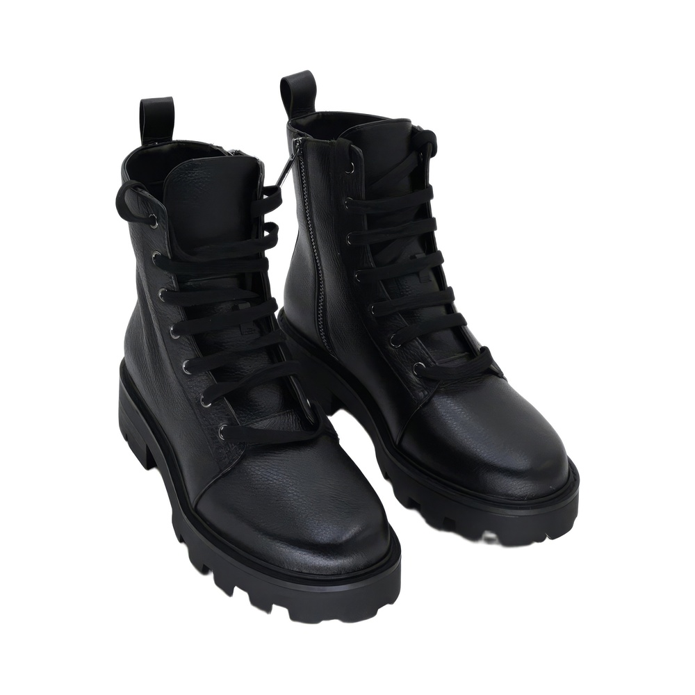 Karl Lagerfeld Black Leather Combat Boots